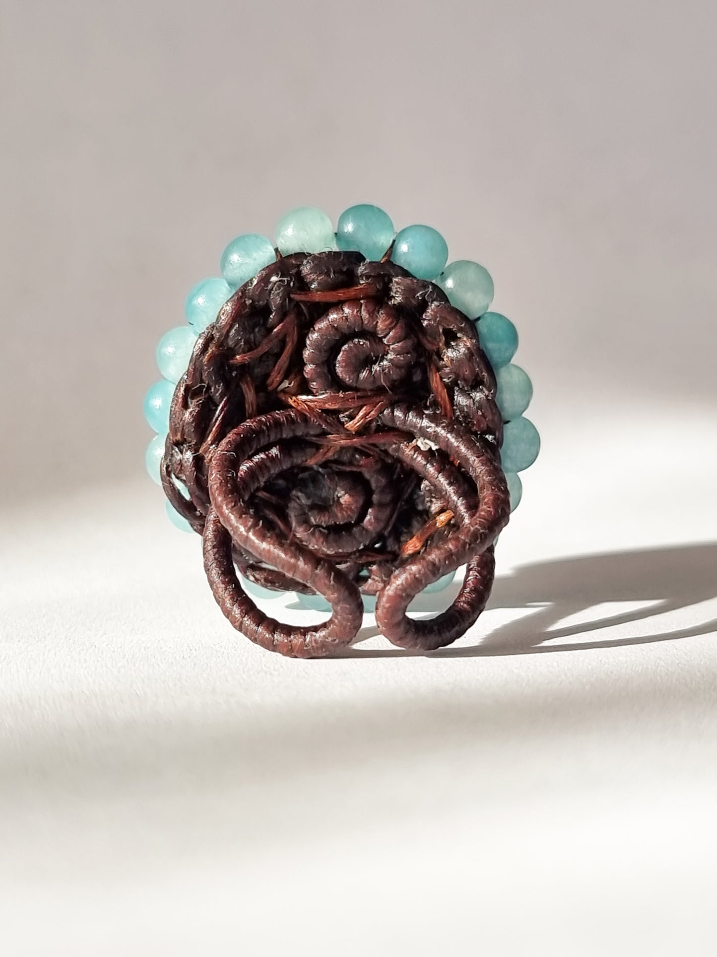 Anello "Fiore di Agata Celeste e Cristalli" Holi