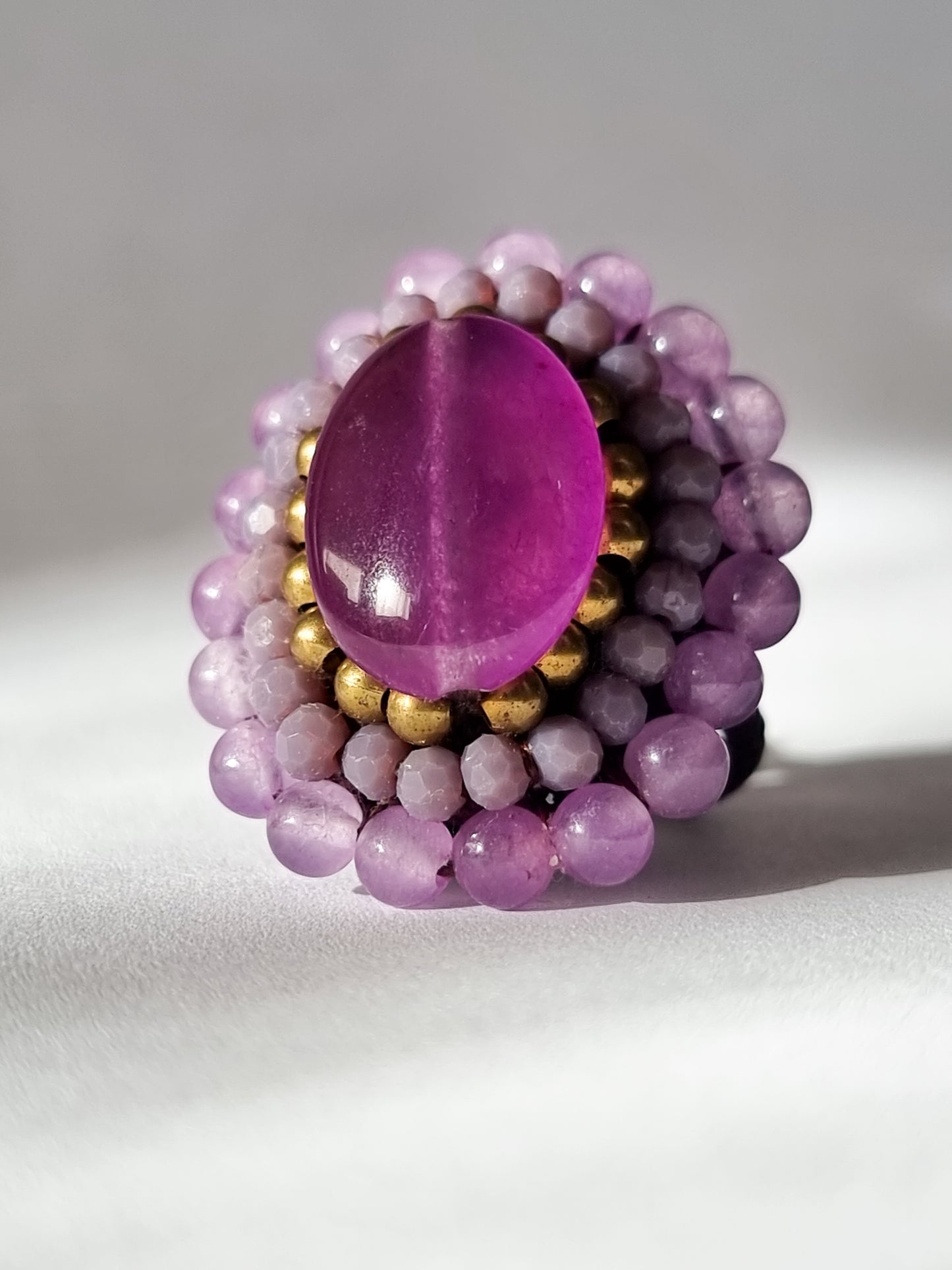 Anello "Fiore di Agata Viola e Cristalli" Holi