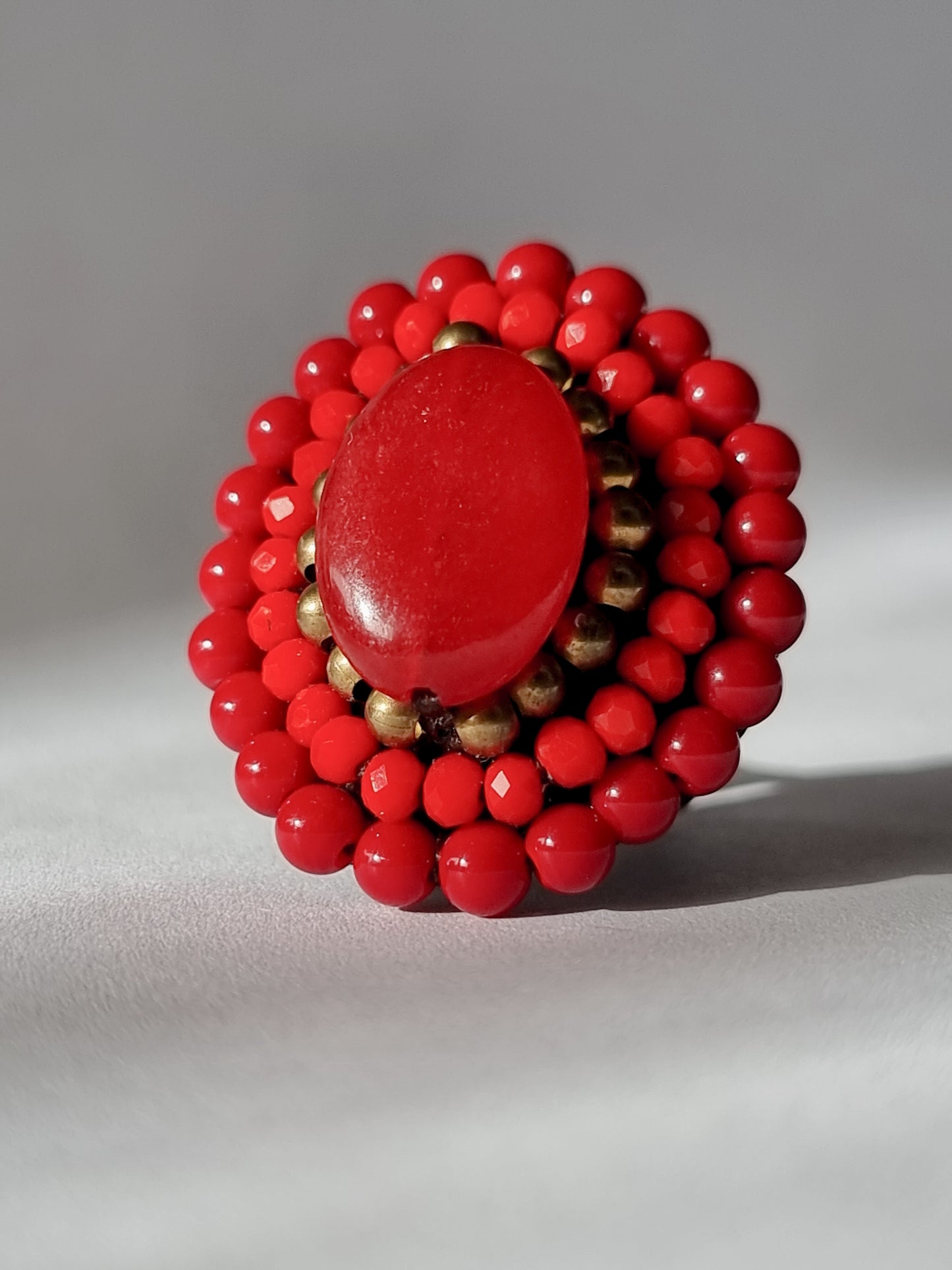 Anello "Fiore di Agata Rossa e Cristalli" Holi