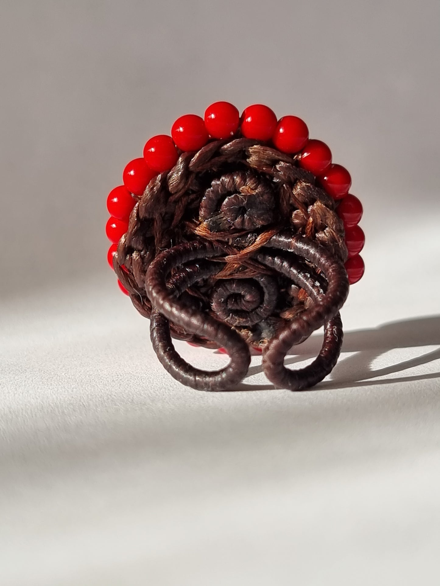 Anello "Fiore di Agata Rossa e Cristalli" Holi
