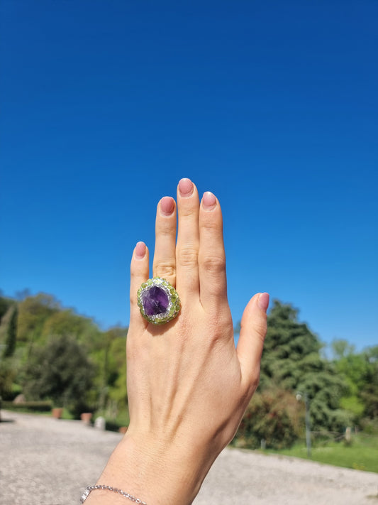 Anello Ametista e Peridoti