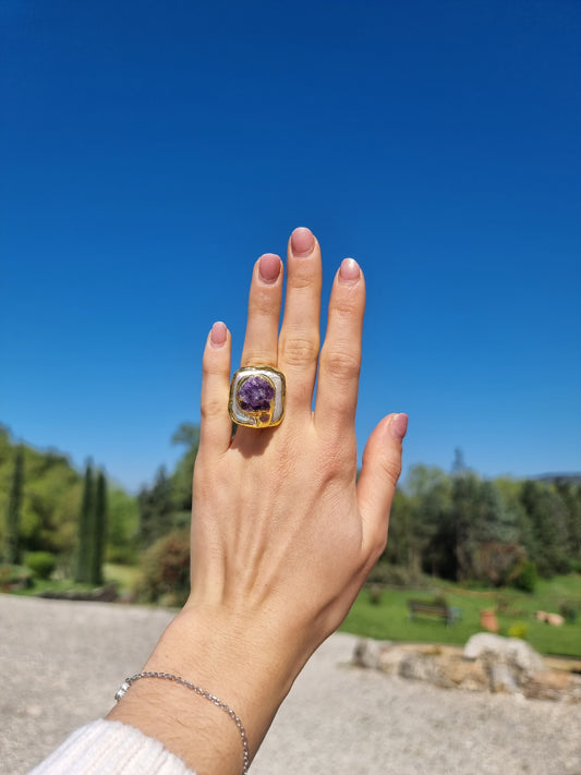 Anello Ametista e Madreperla