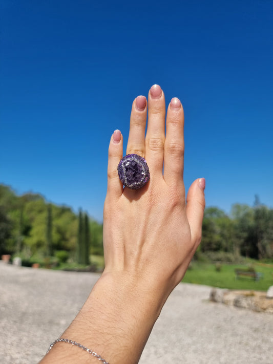 Anello Cluster di Ametista