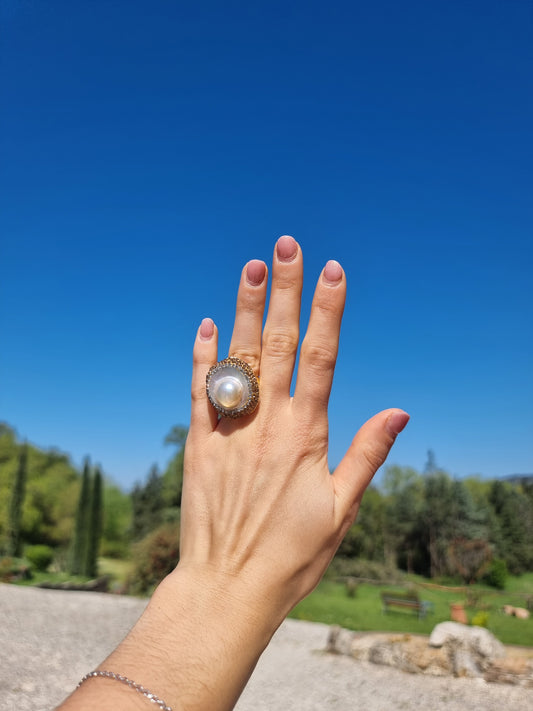 Anello Perla Keshi Rotonda