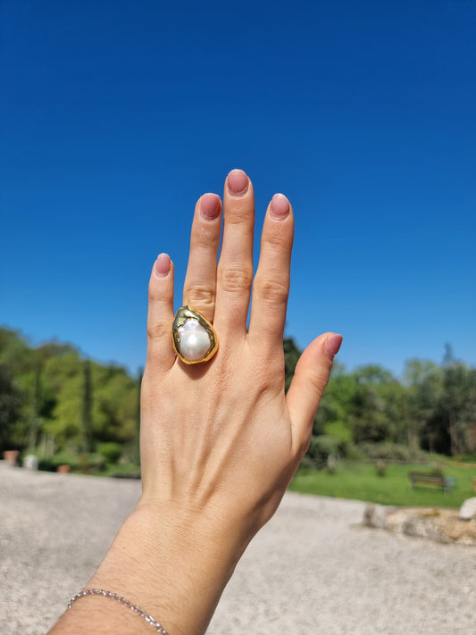 Anello Perla Keshi Gold