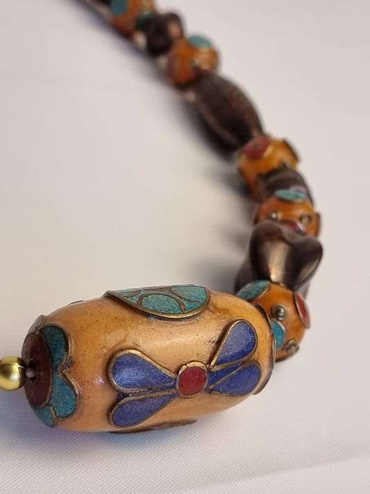 Collana Tibet Ambra e Ottone
