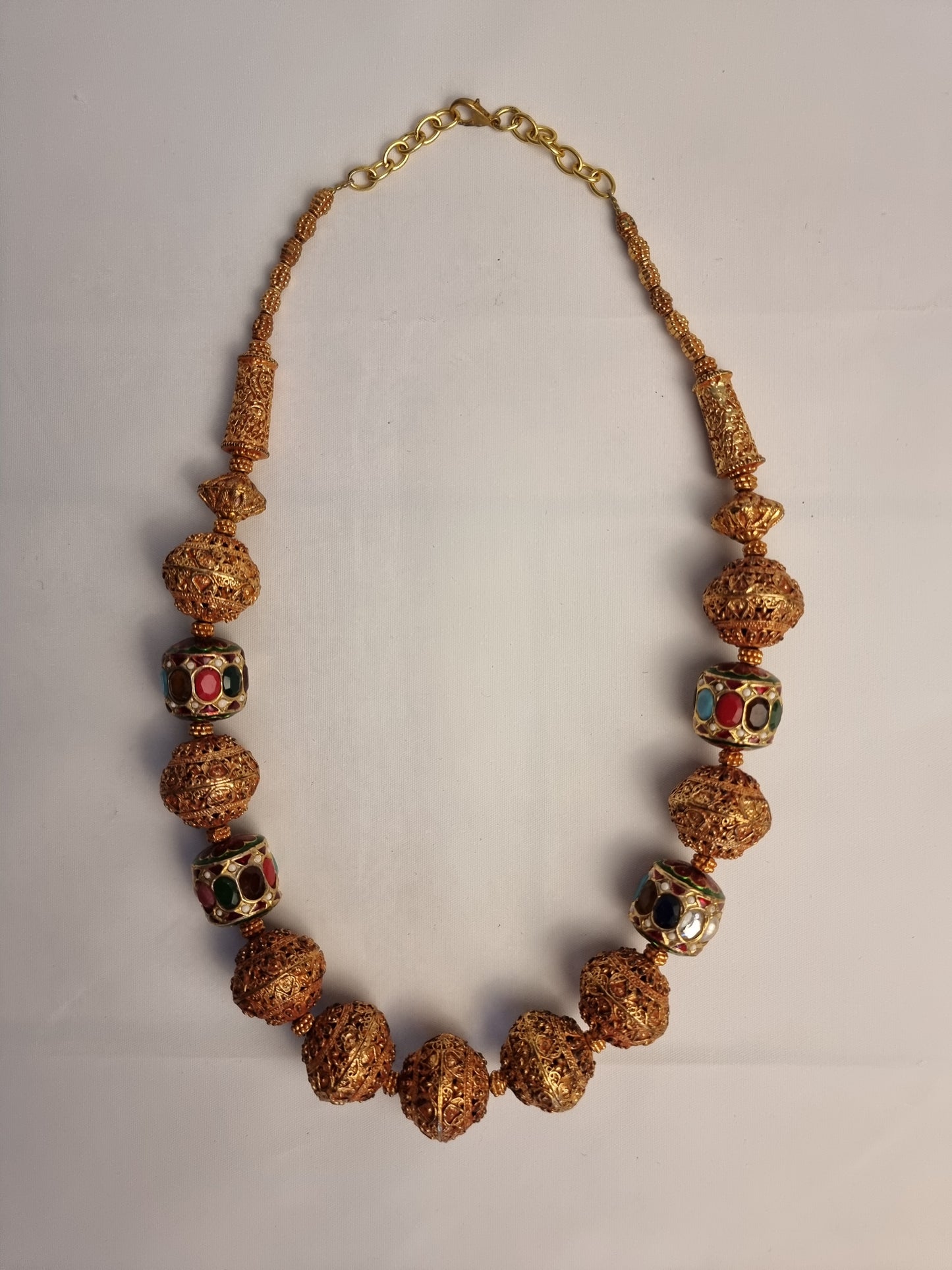 Collana Tibet Ottone e Barilotti Colorati
