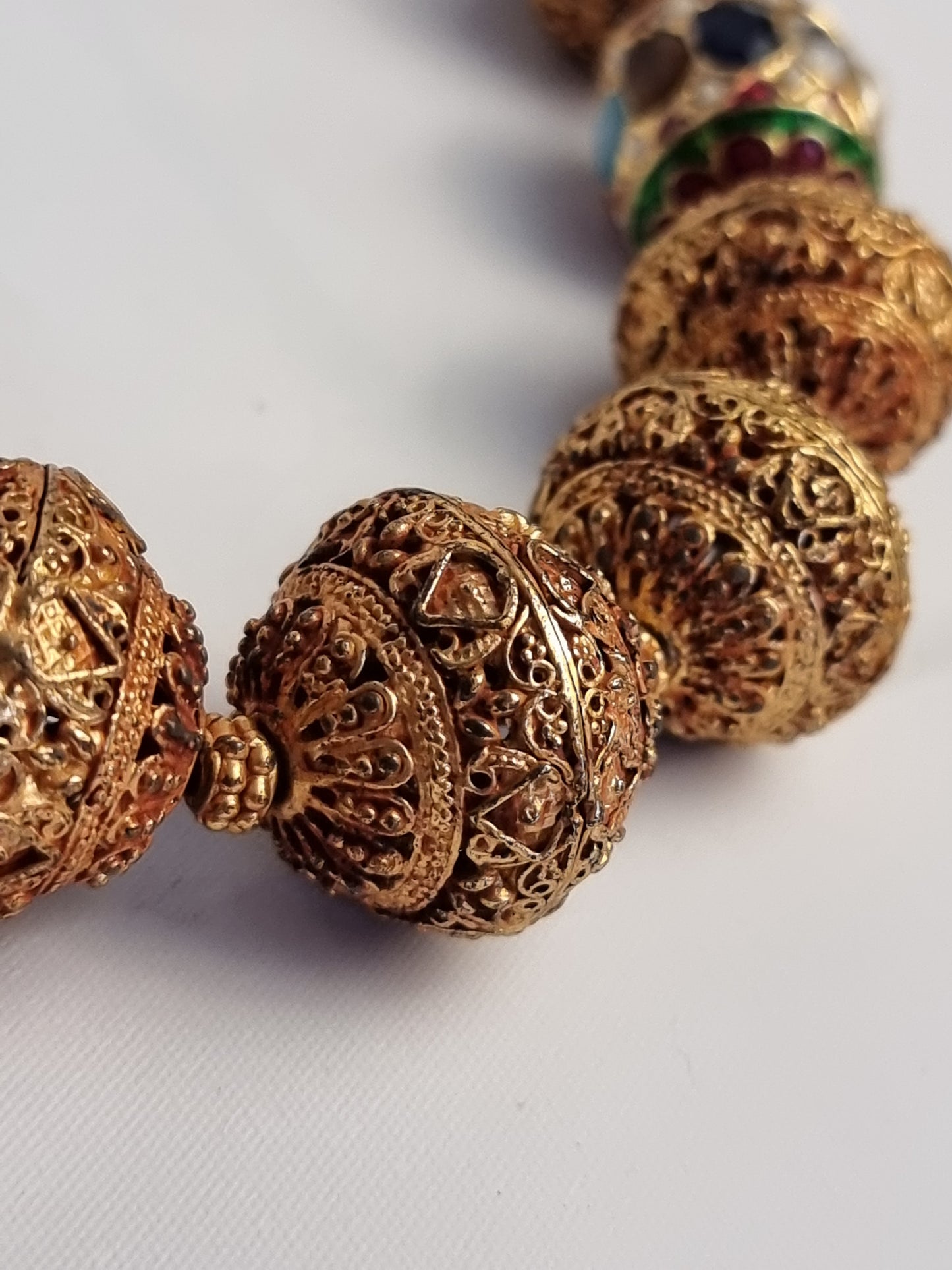Collana Tibet Ottone e Barilotti Colorati