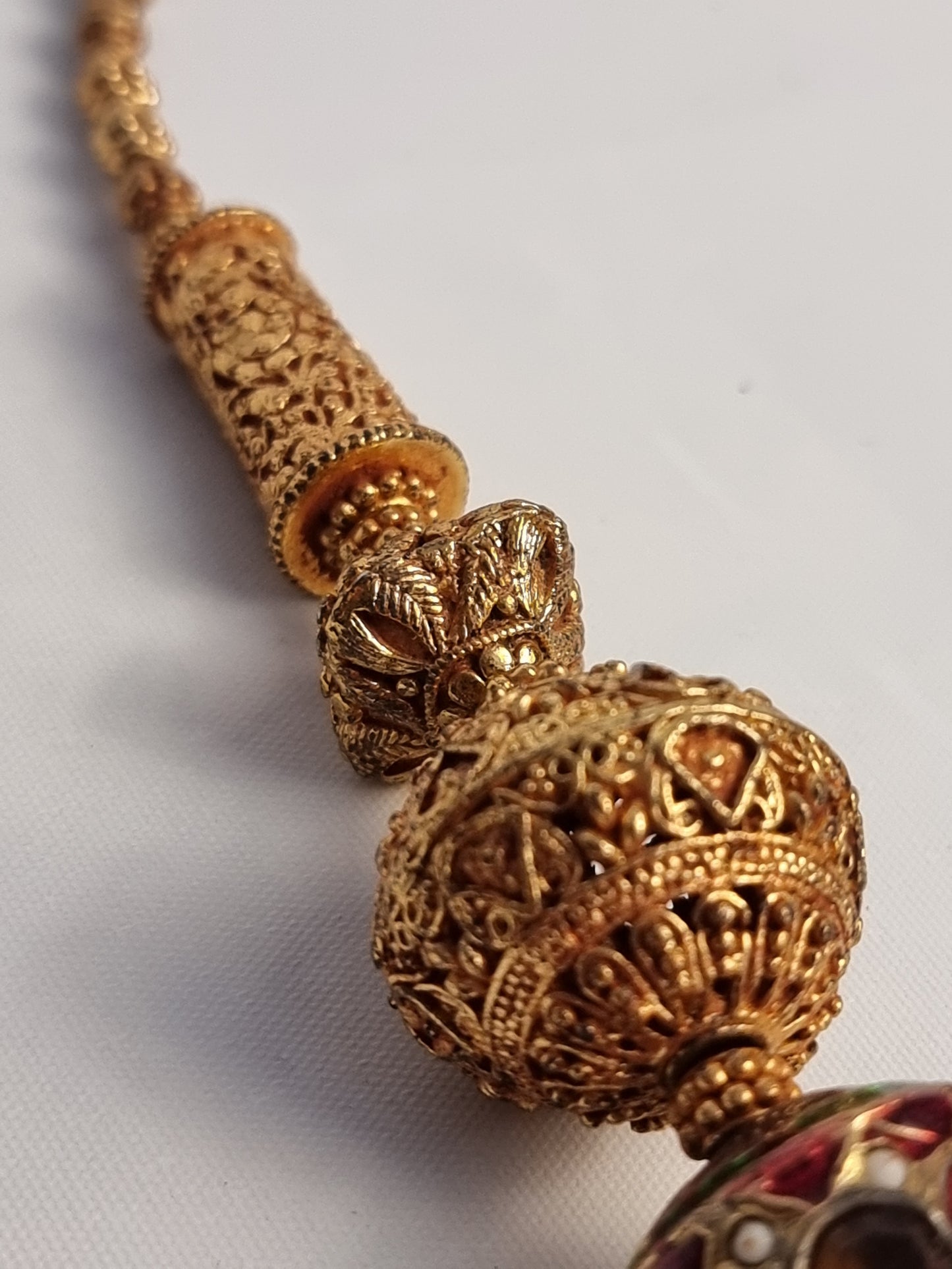 Collana Tibet Ottone e Barilotti Colorati