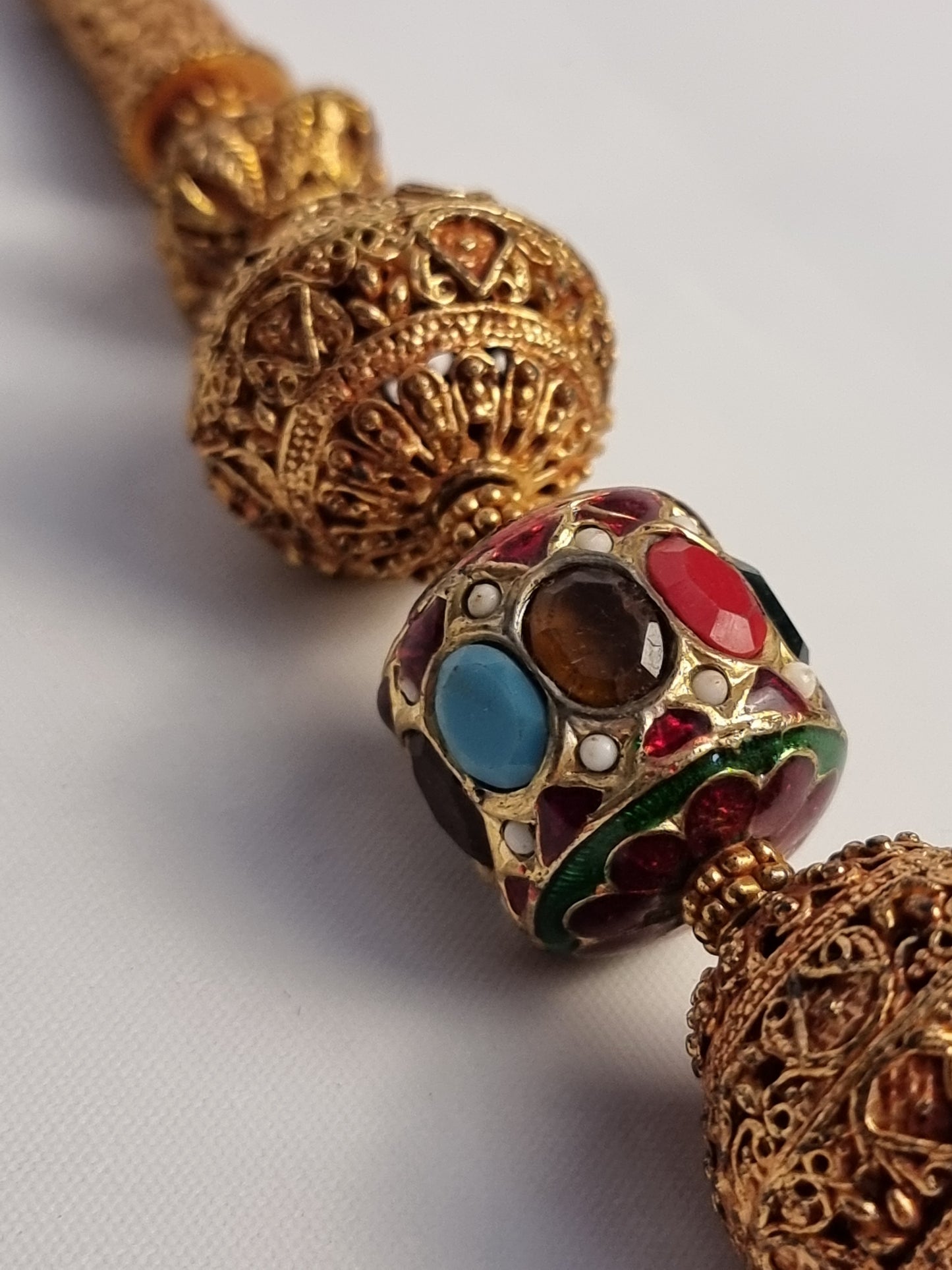 Collana Tibet Ottone e Barilotti Colorati