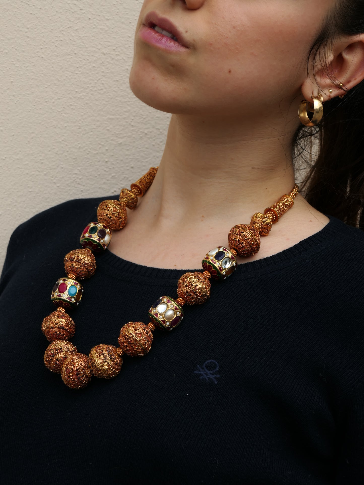 Collana Tibet Ottone e Barilotti Colorati