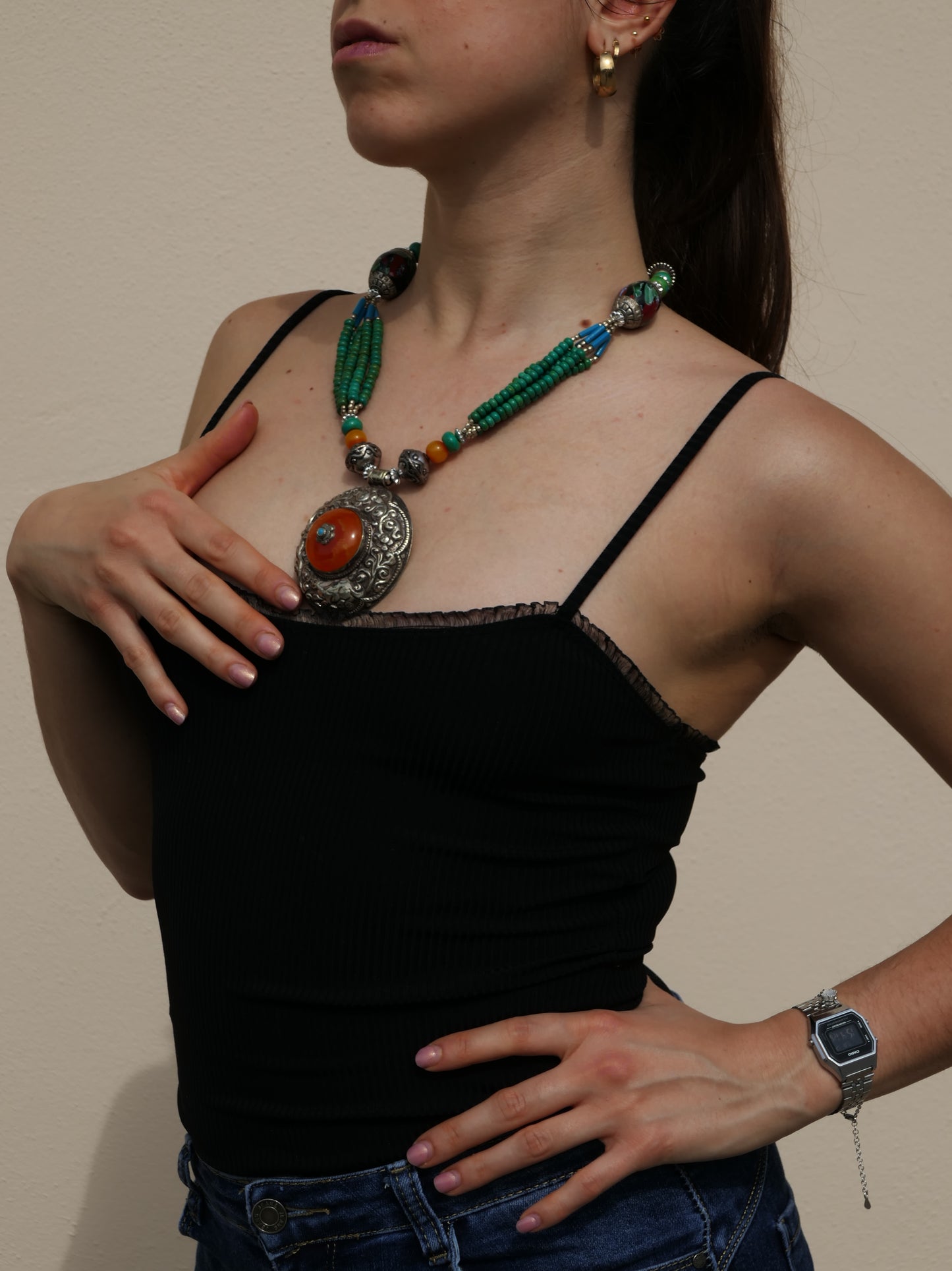 Collana Tibet Medaglione di Ambra