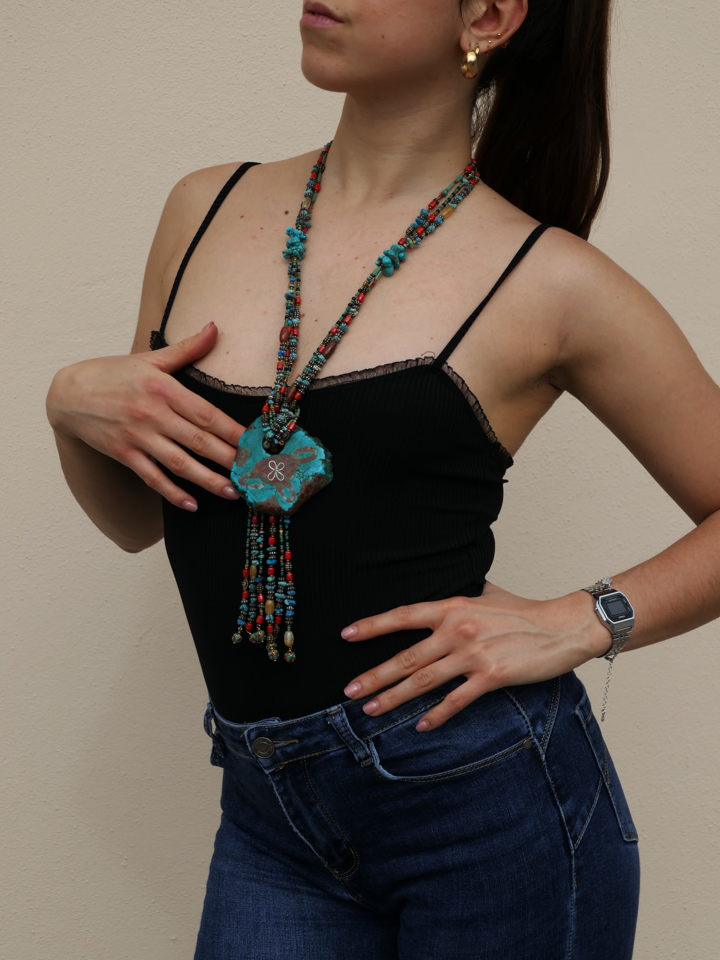 Collana Tibet Medaglione Turchese