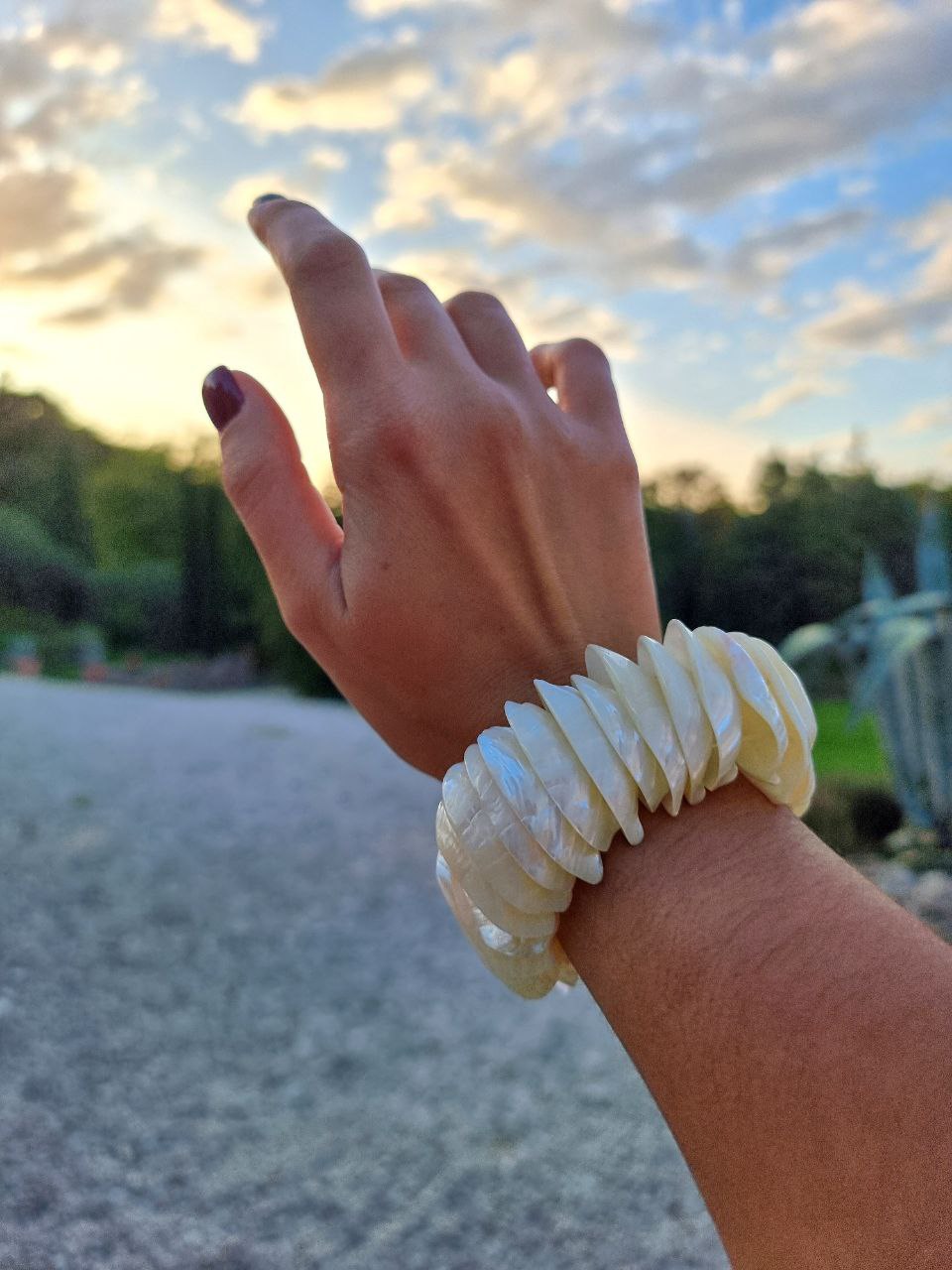Bracciale In Vera Conchiglia E Argento Sterling 925 – Bergerlin – Gioiello Naturale Con Perla D'Argento – Regalo Uomo E Donna