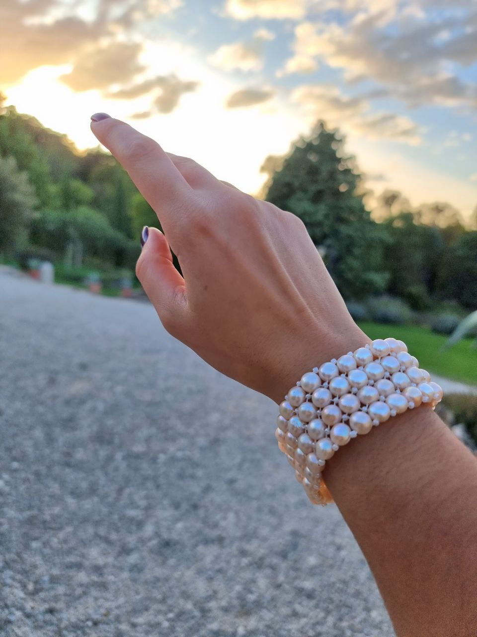 Bracciale "Polsino di Perle Bianche" Elasticizzato