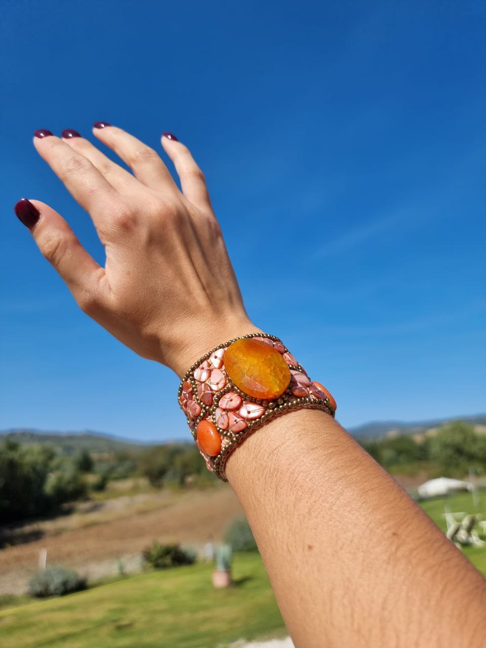 Bracciale "Madreperla e Agata Arancione" Grande Holi