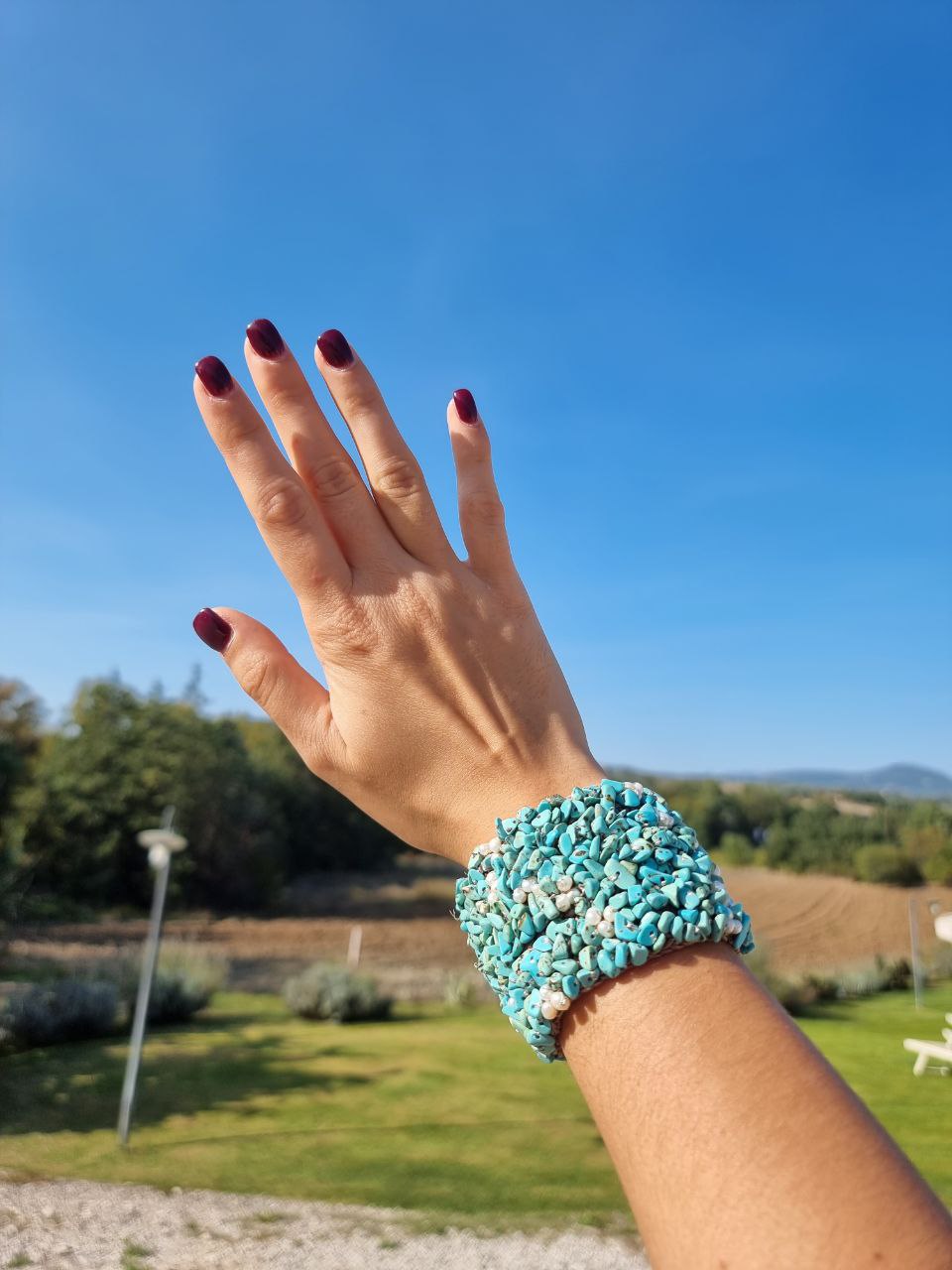 Bracciale "Chicchi di Turchese e Perle Bianche" Holi