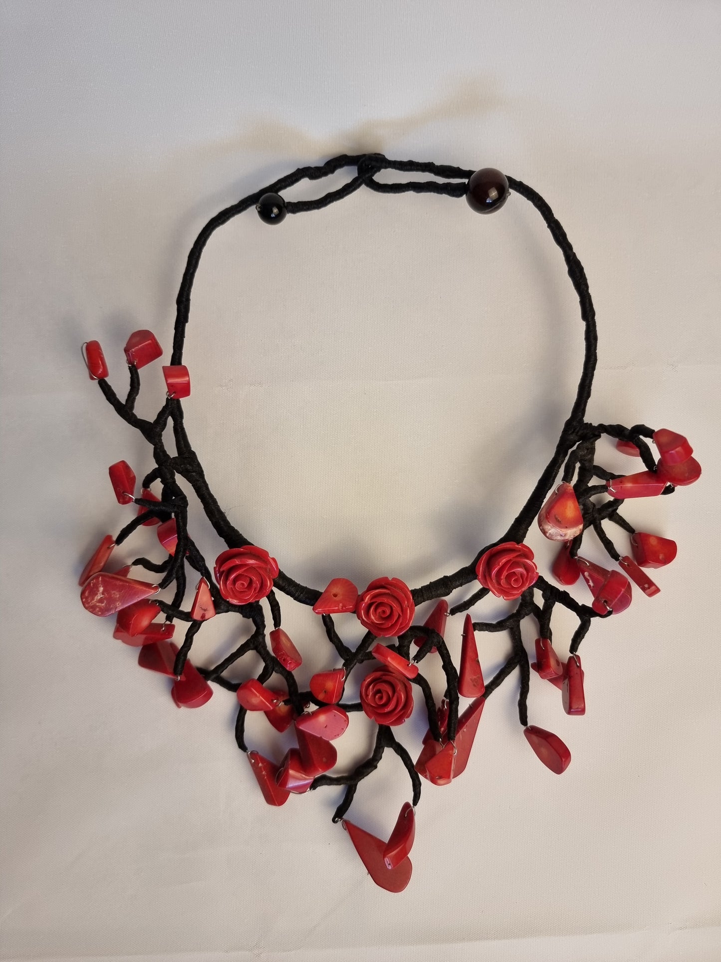 Collana Floreale Rose di Corallo Rosso